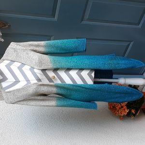 INC INTERNATIONAL CONCEPTS ombre tan and turquoise long cardigan. Size L.